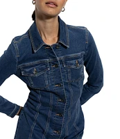 Sanctuary Point Collar Long Sleeve Sculpted Denim Mini Dress