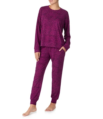 Sanctuary Printed Long Sleeve Round Neck Knit Jogger Pajama Set