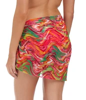 Sanctuary Reading Between The Lines Printed Mesh Short Pareo Swim Cover-Up