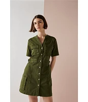 Sanctuary Reissue Button Down Collar Short Sleeve Dress