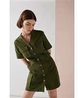 Sanctuary Reissue Button Down Collar Short Sleeve Dress