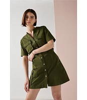 Sanctuary Reissue Button Down Collar Short Sleeve Dress