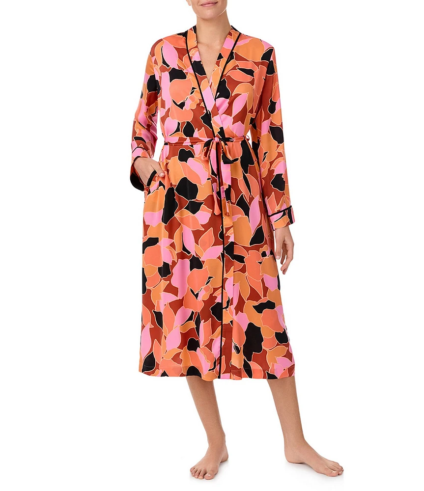 Sanctuary Satin Long Sleeve Abstract Print Coordinating Midi Robe