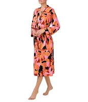 Sanctuary Satin Long Sleeve Abstract Print Coordinating Midi Robe