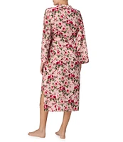 Sanctuary Satin Long Sleeve Floral Print Midi Robe