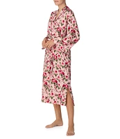 Sanctuary Satin Long Sleeve Floral Print Midi Robe