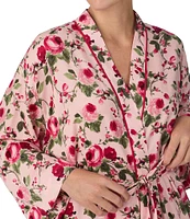 Sanctuary Satin Long Sleeve Floral Print Midi Robe