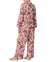 Sanctuary Satin Long Sleeve Notch Collar Floral Pajama Set