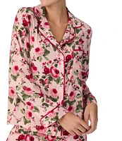 Sanctuary Satin Long Sleeve Notch Collar Floral Pajama Set