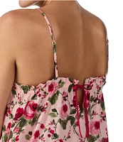 Sanctuary Satin Sleeveless Scoop Neck Floral Print Chemise