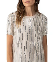 Sanctuary Sequin Crew Neck Short Sleeve Perfect Tee