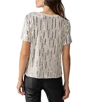 Sanctuary Sequin Crew Neck Short Sleeve Perfect Tee