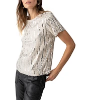 Sanctuary Sequin Crew Neck Short Sleeve Perfect Tee