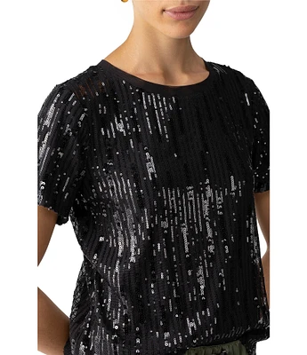 Sanctuary Sequin Crew Neck Short Sleeve Perfect Tee