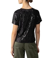 Sanctuary Sequin Crew Neck Short Sleeve Perfect Tee