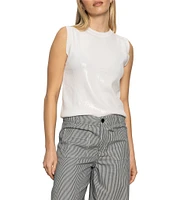 Sanctuary Sequin Knit Crew Neck Sleeveless Shell Top