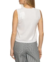 Sanctuary Sequin Knit Crew Neck Sleeveless Shell Top