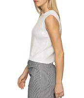 Sanctuary Sequin Knit Crew Neck Sleeveless Shell Top