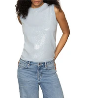 Sanctuary Sequin Knit Crew Neck Sleeveless Shell Top