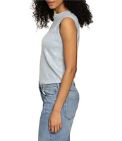 Sanctuary Sequin Knit Crew Neck Sleeveless Shell Top