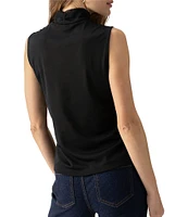 Sanctuary Shirred Recycled Double Mesh Mock Neck Sleeveless Tank Top