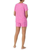 Sanctuary Short Sleeve Round Neck Knit Animal Print Shorty Pajama Set