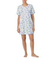 Sanctuary Short Sleeve Round Neck Knit Floral Print Nightshirt