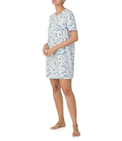 Sanctuary Short Sleeve Round Neck Knit Floral Print Nightshirt