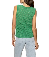 Sanctuary Slub Yarn Open Stitch Crew Neck Sleeveless Shell Top