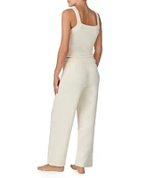 Sanctuary Solid Cropped Tank & Long Pant Sweater Knit Pajama Set