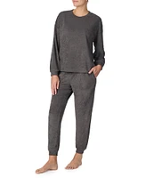 Sanctuary Solid Terry Long Sleeve Crew Neck Jogger Pajama Set