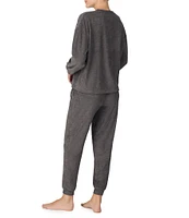 Sanctuary Solid Terry Long Sleeve Crew Neck Jogger Pajama Set