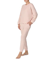 Sanctuary Solid Terry Long Sleeve Crew Neck Jogger Pajama Set