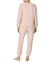 Sanctuary Solid Terry Long Sleeve Crew Neck Jogger Pajama Set