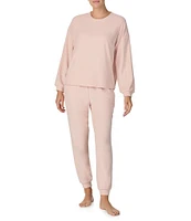 Sanctuary Solid Terry Long Sleeve Crew Neck Jogger Pajama Set