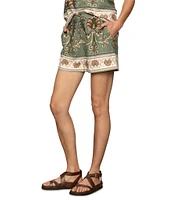 Sanctuary Spring Breaker Art Deco Border Print High Rise Coordinating Shorts