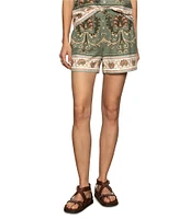 Sanctuary Spring Breaker Art Deco Border Print High Rise Coordinating Shorts