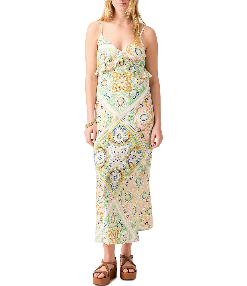 Sanctuary Spring Favorite Scarf Paisley V Neck Sleeveless Maxi Dress