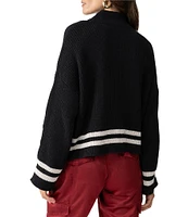 Sanctuary Stay Cozy Chenille Knit Stripe Print Turtleneck Long Sleeve Pullover Sweater