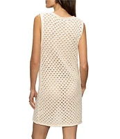 Sanctuary Summer Shell Cotton Slub Yarn Crew Neck Sleeveless Open Stitch Dress