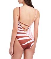 Sanctuary Summer Vibes V-Neck Strappy Back Tank One Piece Swimsuit