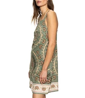 Sanctuary Tapestry Art Deco Border Print Square Neck Sleeveless Shift Dress
