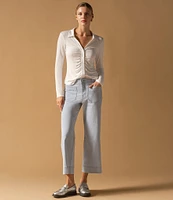 Sanctuary The Marine Denim Mid Rise Wide Leg Cropped Pant