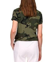 Sanctuary The Perfect Knit Crew Neck Short Sleeve Camouflage Printed Tee Shirt