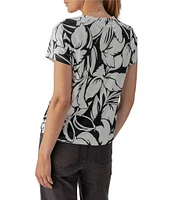 Sanctuary The Perfect Printed Crew Neck Palm Print Short Sleeve Tee