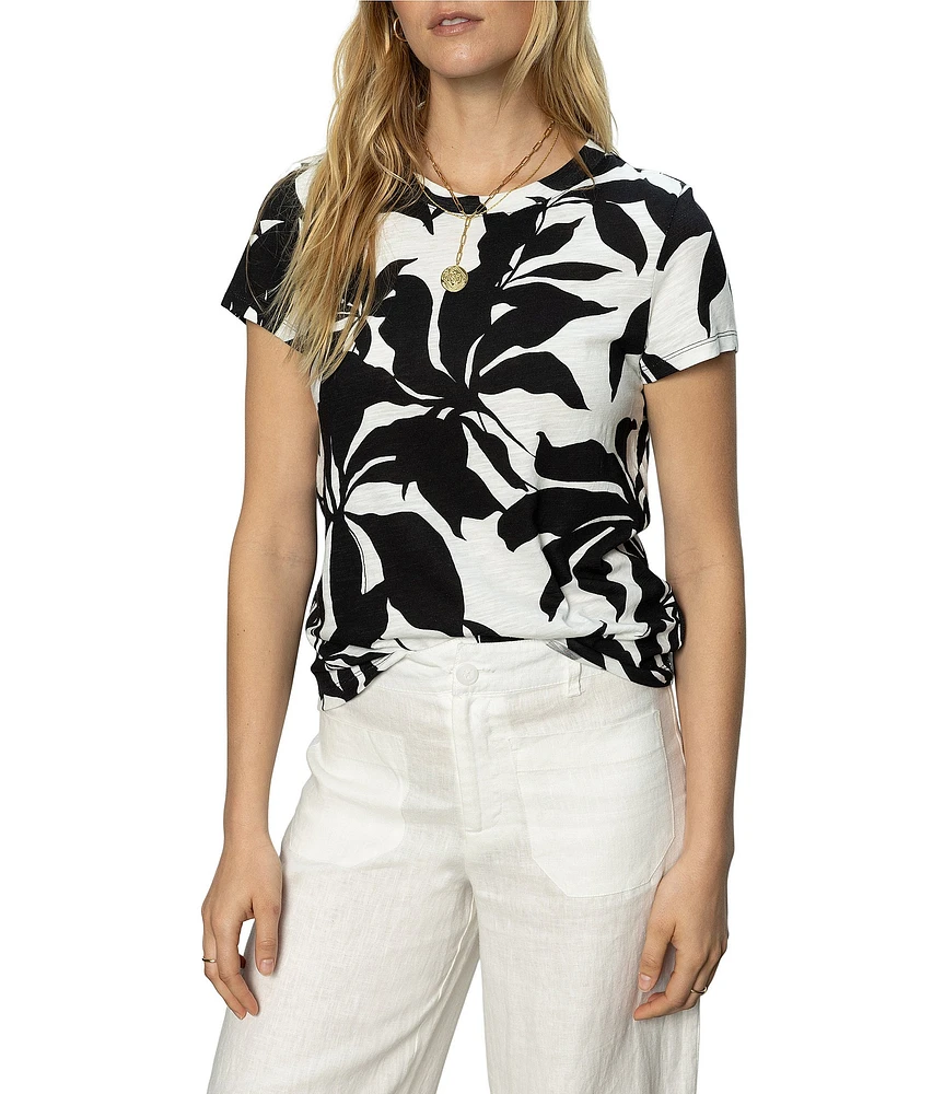 Sanctuary The Perfect Tee Abstract Floral Print Crew Neck Short Sleeve Top
