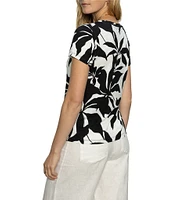 Sanctuary The Perfect Tee Abstract Floral Print Crew Neck Short Sleeve Top