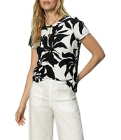 Sanctuary The Perfect Tee Abstract Floral Print Crew Neck Short Sleeve Top