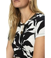 Sanctuary The Perfect Tee Abstract Floral Print Crew Neck Short Sleeve Top