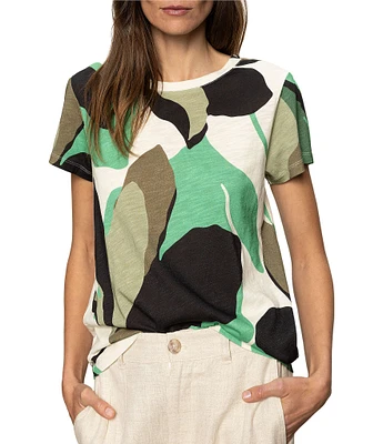 Sanctuary The Perfect Tee Abstract Print Crew Neck Short Sleeve Top
